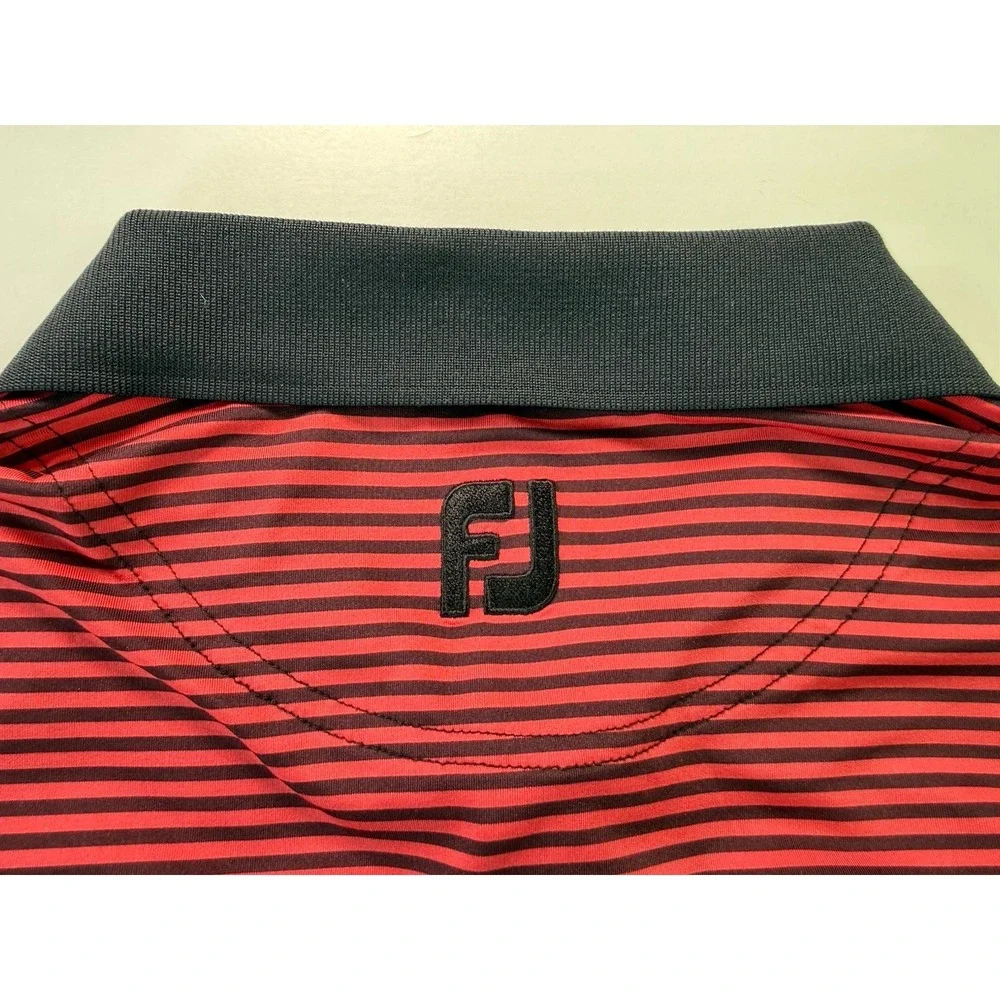 FootJoy ProDry Lisle Pine Valley Red Striped Performance Golf Polo XL - Picture 6 of 13